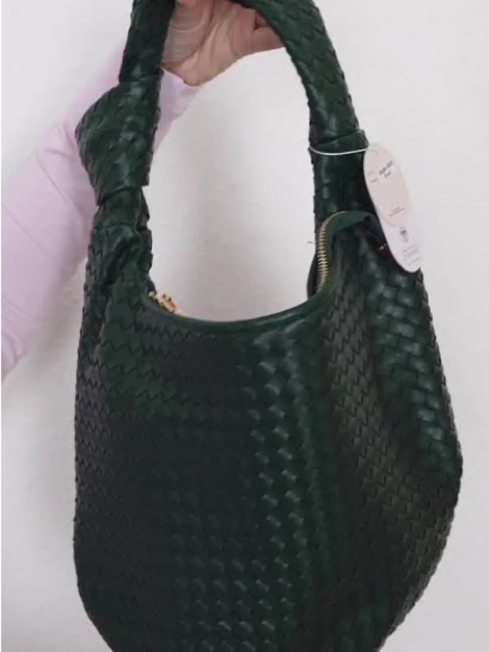 Melie Bianco Emerald Green Woven Hobo Shoulder Bag